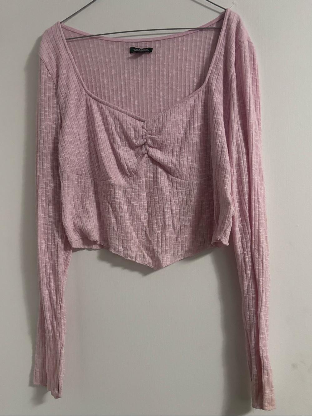 Light Pink Long-Sleeve Crop Top